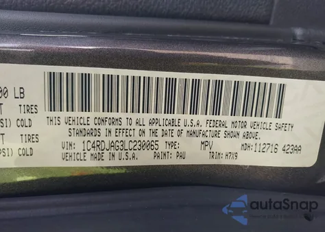 2020 Dodge Durango Sxt Plus Awd z USA, uszkodzony, nr VIN 1C4RDJAG3LC230065